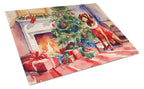 Dachshund Cozy Christmas Glass Cutting Board