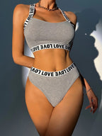 INS Sexy Lingerie Set with Letter Print for Women
