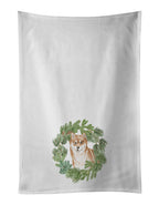 Shiba Inu Sitting Pretty Christmas Wreath Kitchen Towel Set of 2