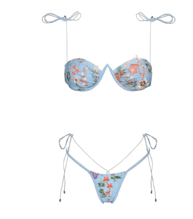 Embroidered Split Swimsuit
