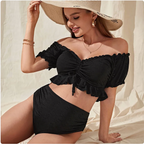 Off-Shoulder Ruffle High-Waist Bikini Set