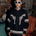 Vintage Printed Zipper Cardigan Sweater for Men