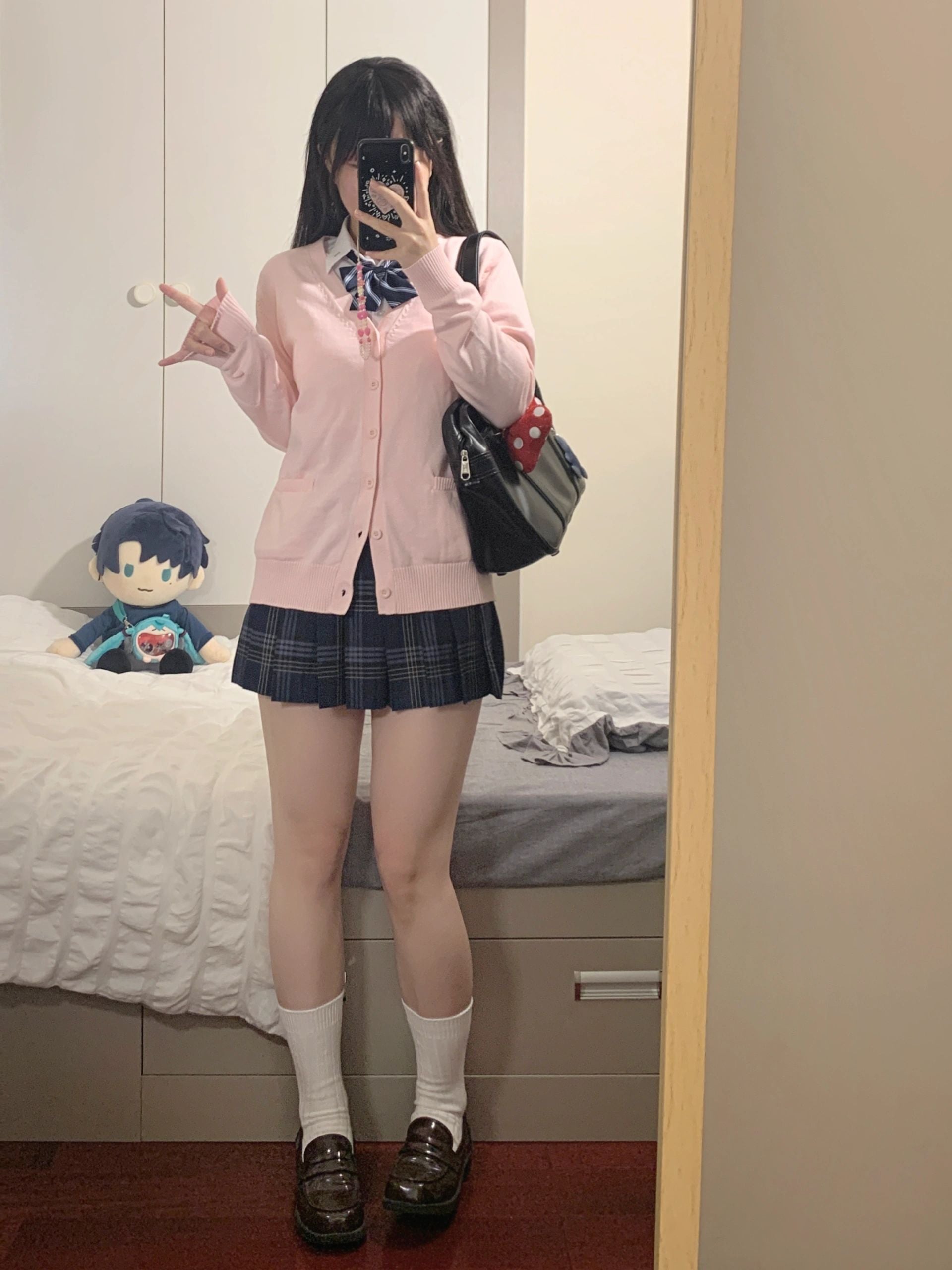 Cute Knitted Cardigan - Pink Blue Black JK Style