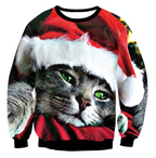 Mixed Color Elk Christmas Long Sleeve Sweater Coat
