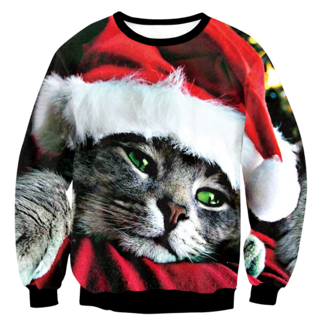 Mixed Color Elk Christmas Long Sleeve Sweater Coat