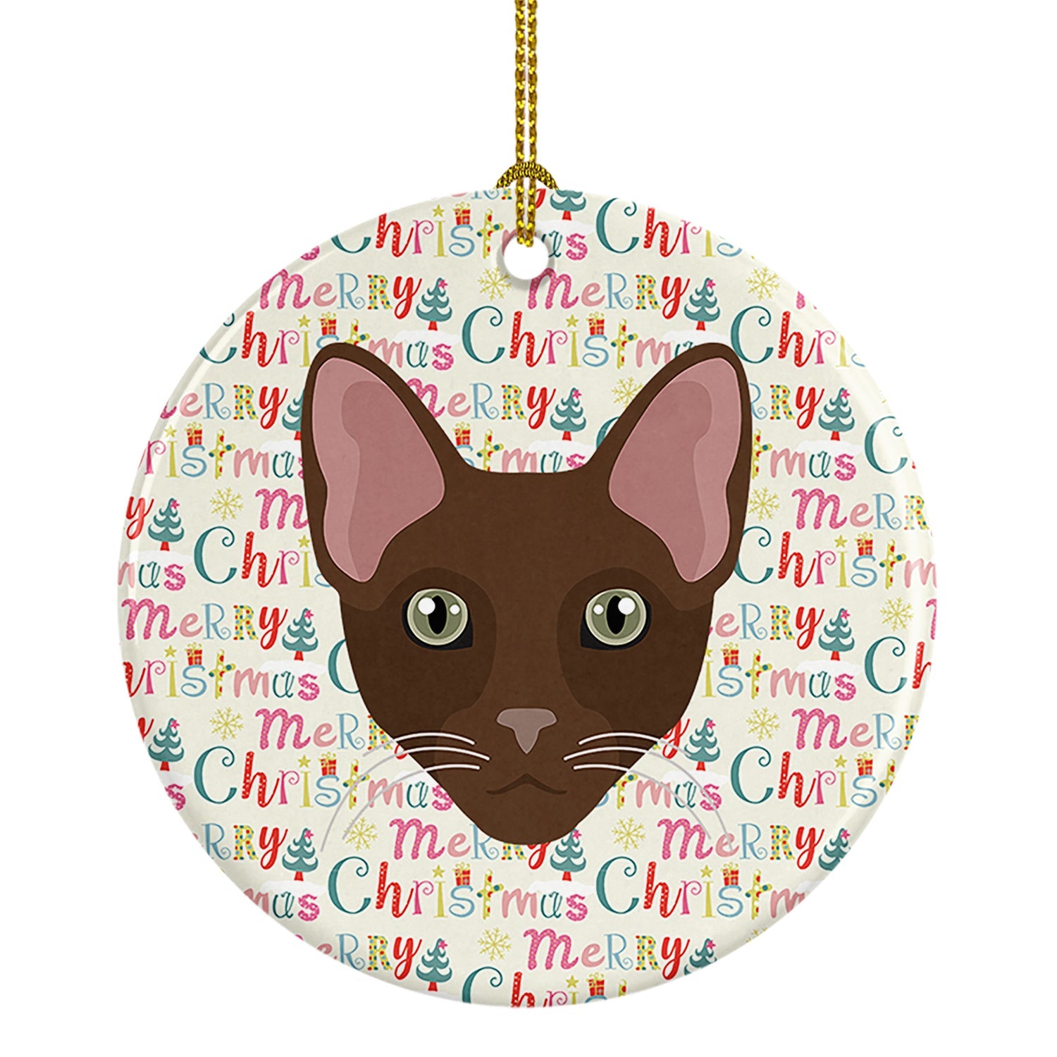 Havana Brown Cat Christmas Ceramic Ornament