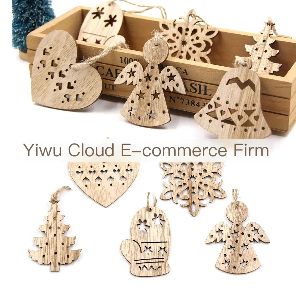 Christmas DIY Snowflake Wooden Pendant for Crafting