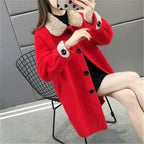 Loose Mid-length Knitted Coat with Single-breasted Design