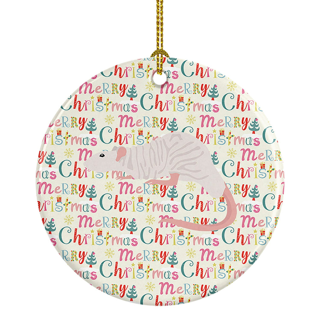 Dumbo Sphynx Rat Christmas Ceramic Ornament
