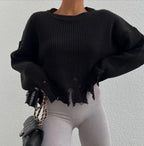 Casual Knitted Ripped Sweater for Unique Style