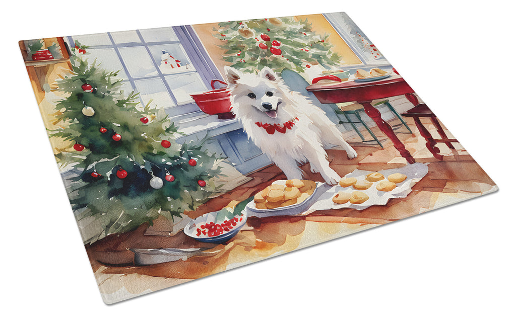 American Eskimo Christmas Cookies Glass Cutting Board