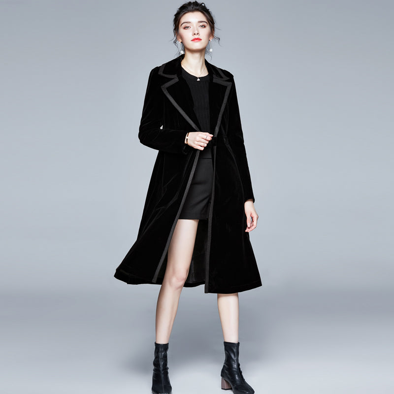 Ladies Long Trench Coat with Skirt Jacket Style