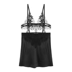 Lace Sleep Dress and Lingerie Set with Side Slits