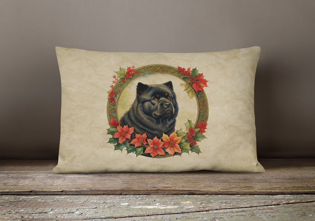Chow Chow Christmas Flowers Throw Pillow