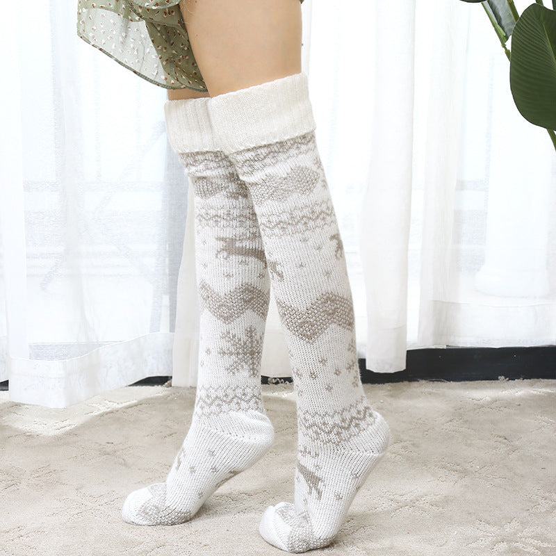 Elk Jacquard Christmas Socks for Holiday Cheer