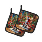 Samoyed and Santa Claus Pair of Pot Holders