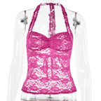 Summer Lace Spliced Halter Top for Women 2023
