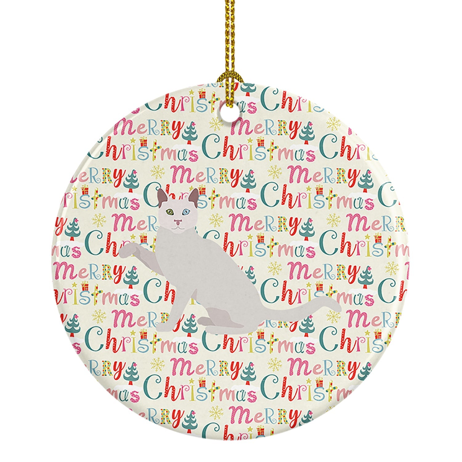 Khao Manee Cat Christmas Ceramic Ornament