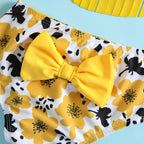 Butterfly Flowers Printed Baby Girls 3-Piece Swimsuit