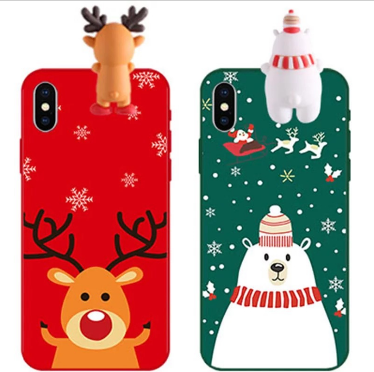 Santa Claus and Reindeer Phone Case with Snowman Figure | Protective Cover