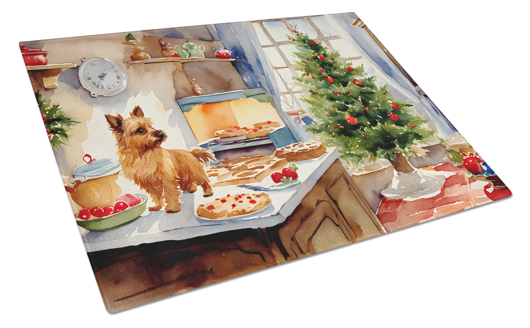 Norwich Terrier Christmas Cookies Glass Cutting Board