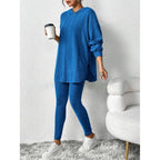 Autumn Solid Stripe Loose Hoodie Set