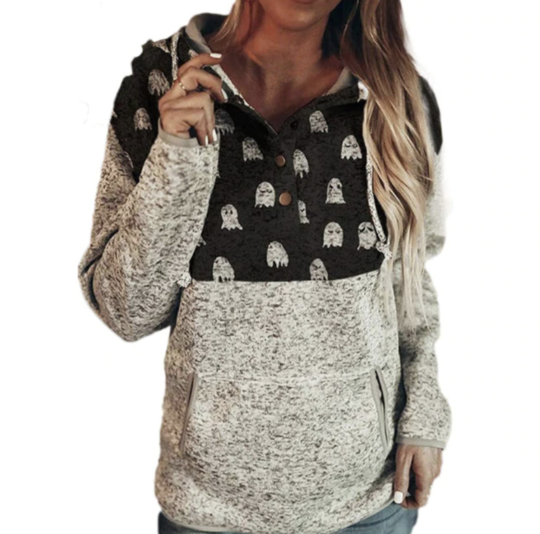 Christmas Print Hooded Pullover Sweater for Ladies | Streetwear