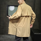 Men's Retro Casual Stand Collar Mid-Length Windbreaker