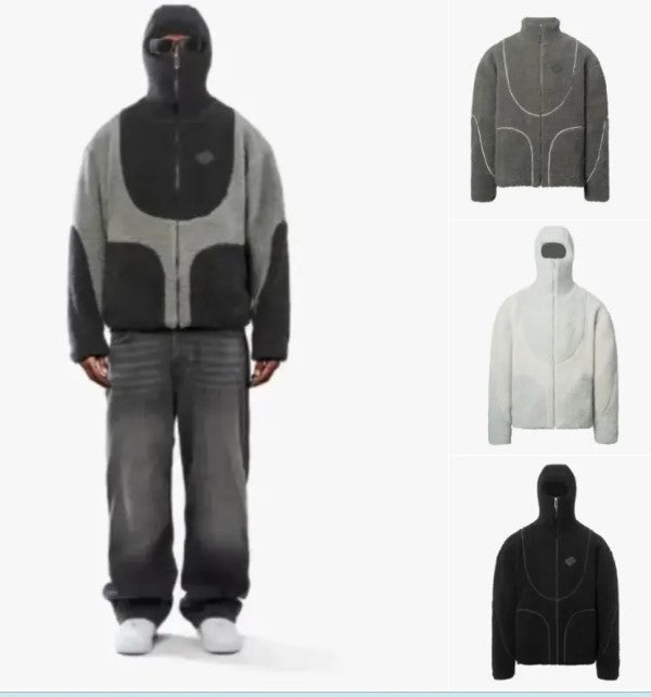 Lamb Wool Hooded Zipper Coat