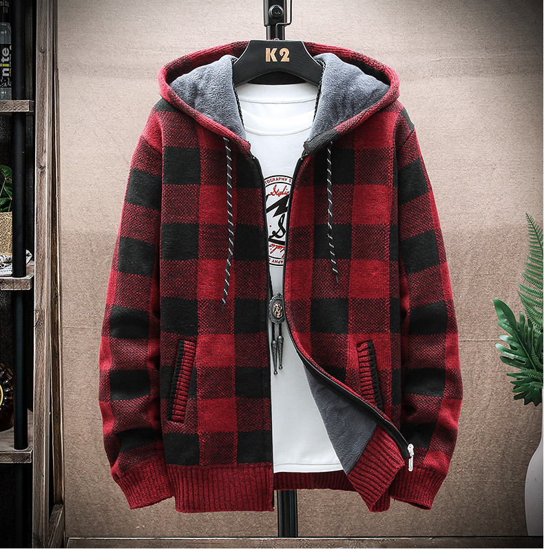 Men's Plus Size Color Blocked Plaid Sweater