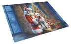 Bedlington Terrier and Santa Claus Glass Cutting Board