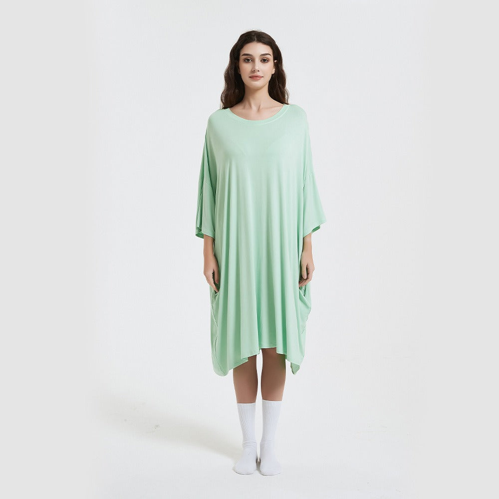 Short Sleeve Printed Cotton Nightgown for Women