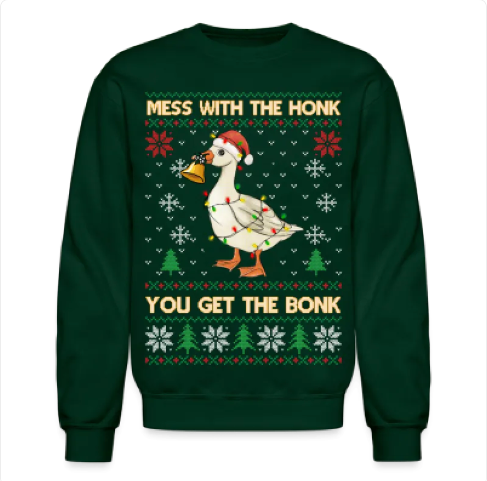 Cartoon Christmas Printed Sweater - Festive Round Neck Pullover