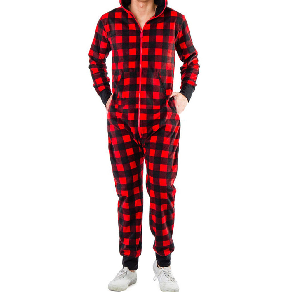 Christmas Snowman Striped Print Family Pajama Jumpsuit