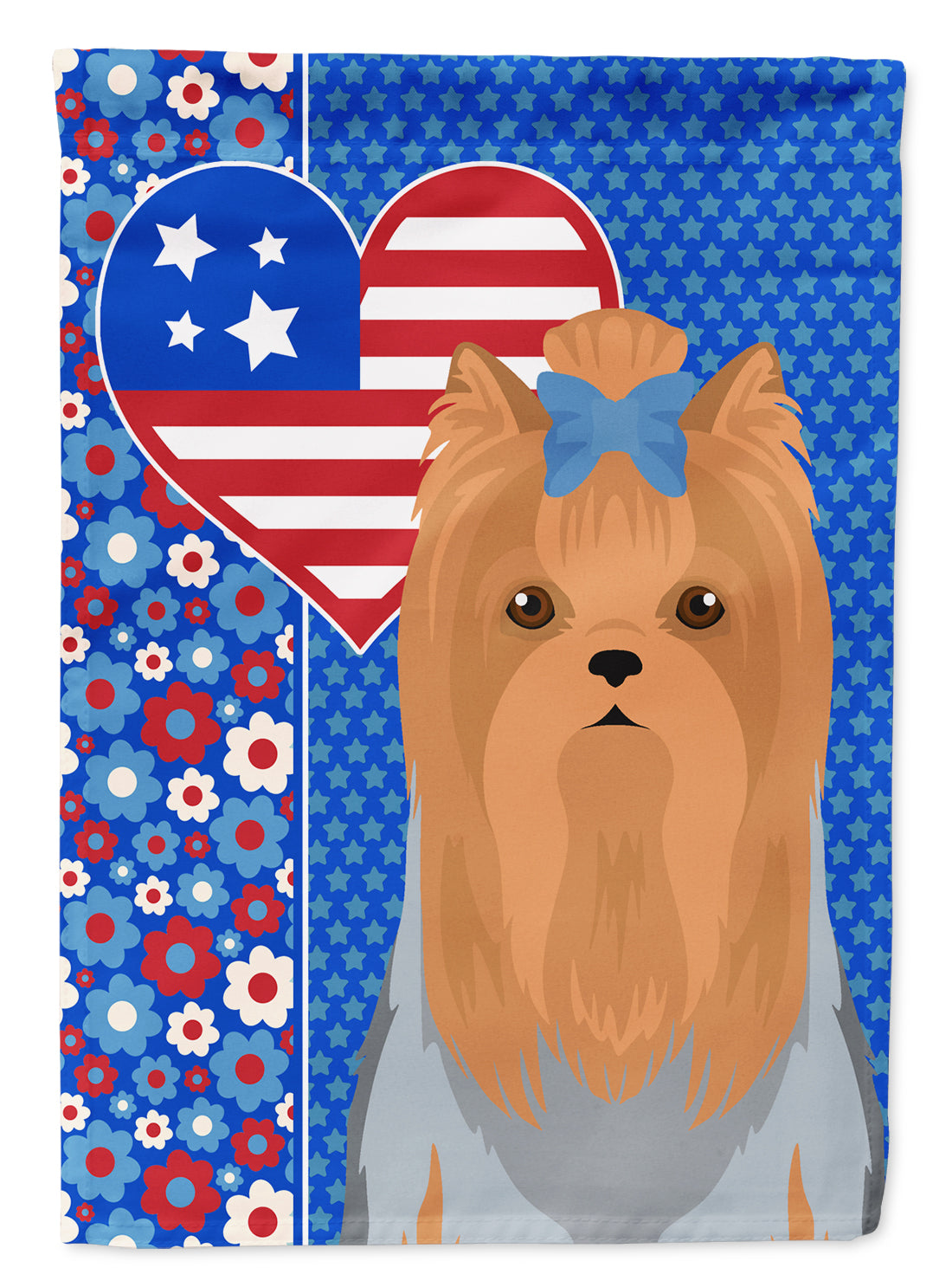 Blue and Tan Full Coat Yorkshire Terrier USA American Garden Flag