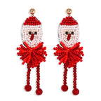 Trendy Christmas Earrings with Reindeer and Snowman Design