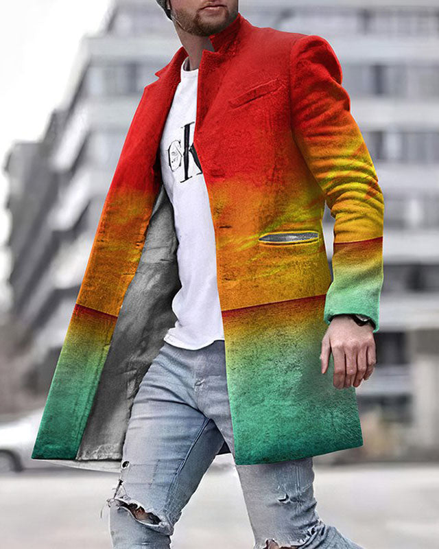 Men's Woolen Stand Collar Casual Coat for Autumn/Winter