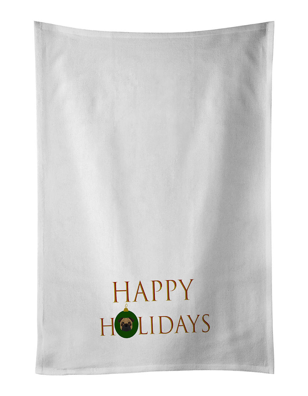 Pug - Dog Face Happy Holidays Christmas Kitchen Towel Set of 2