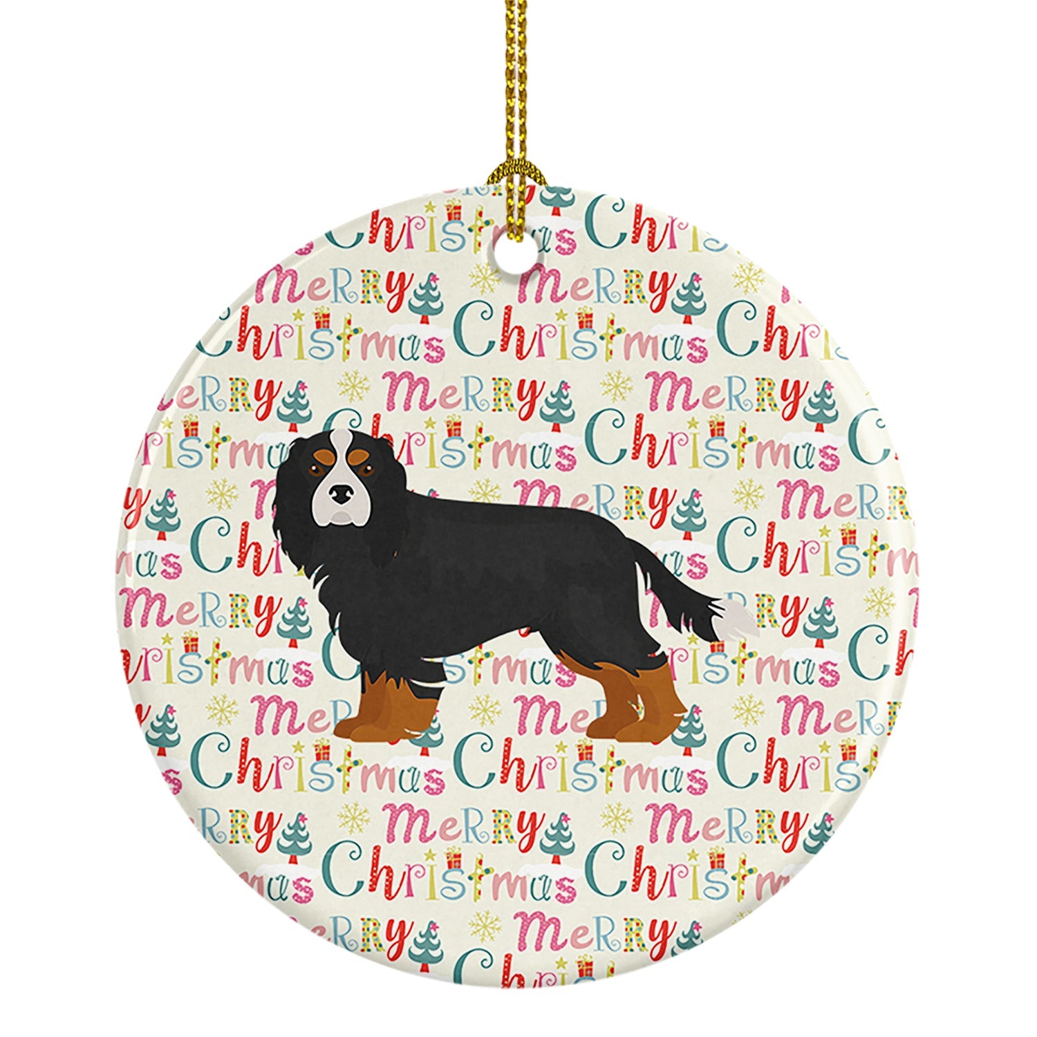 Cavalier King Charles Spaniel Merry Christmas Ceramic Ornament