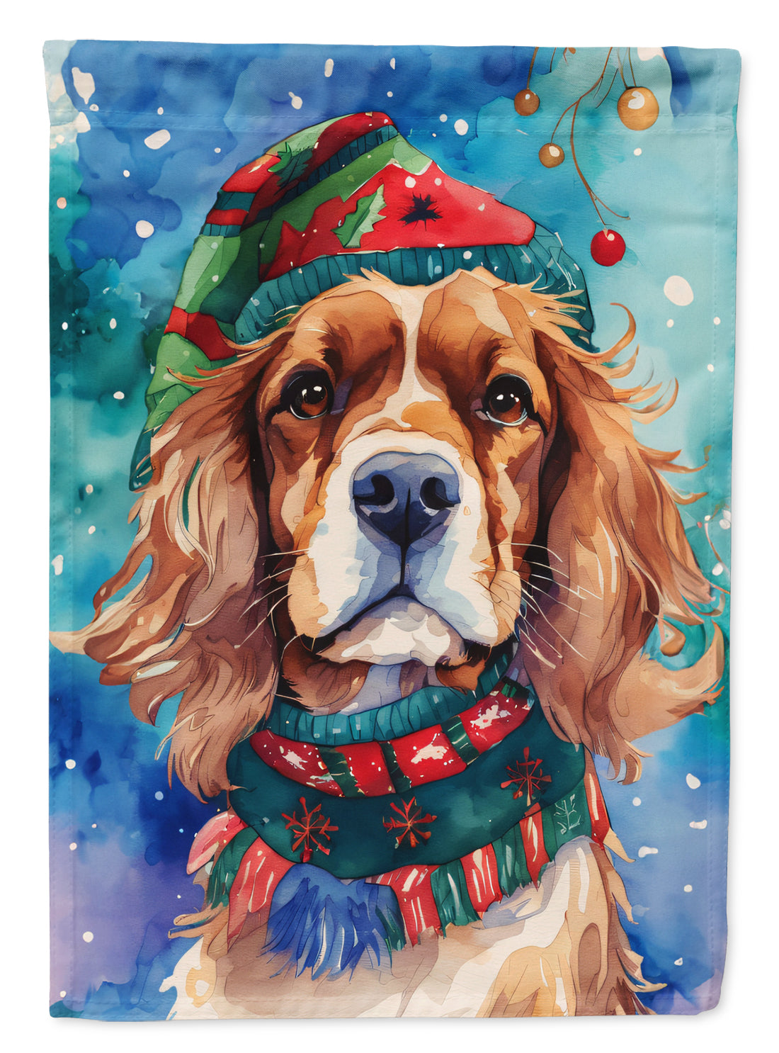 Cavalier Spaniel Christmas House Flag