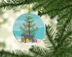 Russian Blue Cat Christmas Ceramic Ornament