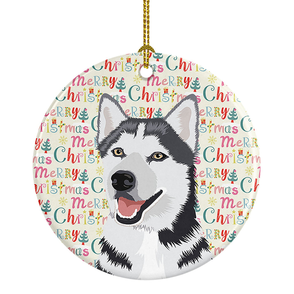 Siberian Husky Silver and White #1 Christmas Ceramic Ornament