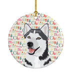 Siberian Husky Silver and White #1 Christmas Ceramic Ornament