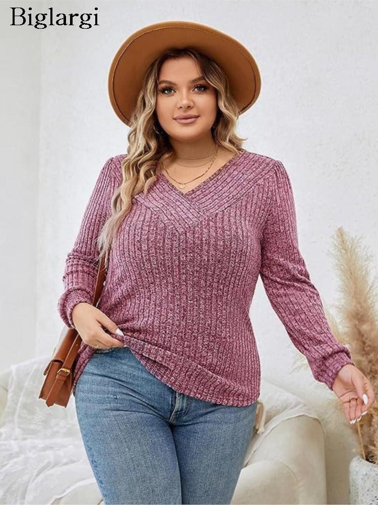 Plus Size Women's V-Neck Sweater - Fall/Winter 2023