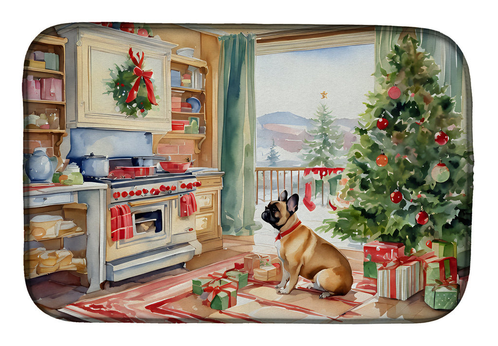 French Bulldog Christmas Cookies Dish Drying Mat