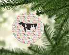 Holstein Cow Christmas Ceramic Ornament