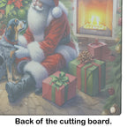 Bluetick Hound and Santa Claus Glass Cutting Board