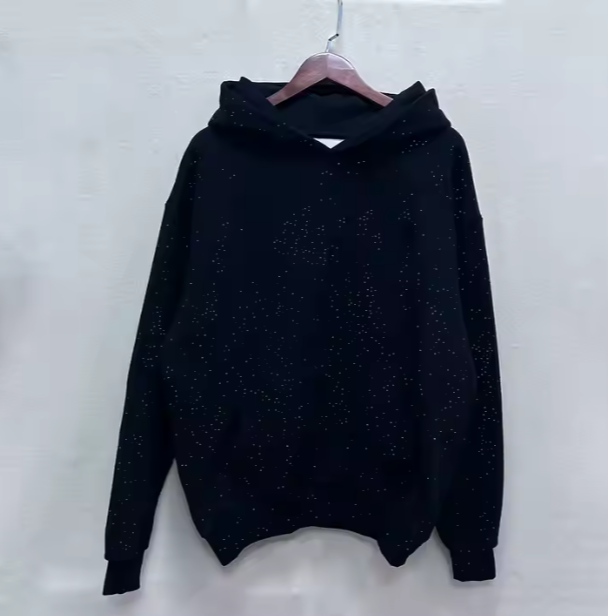 Rhinestone Shiny Loose Pullover Hoodie | Streetwear
