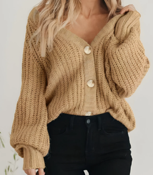 Casual V-Neck Button Women's Knit Cardigan (One Piece)