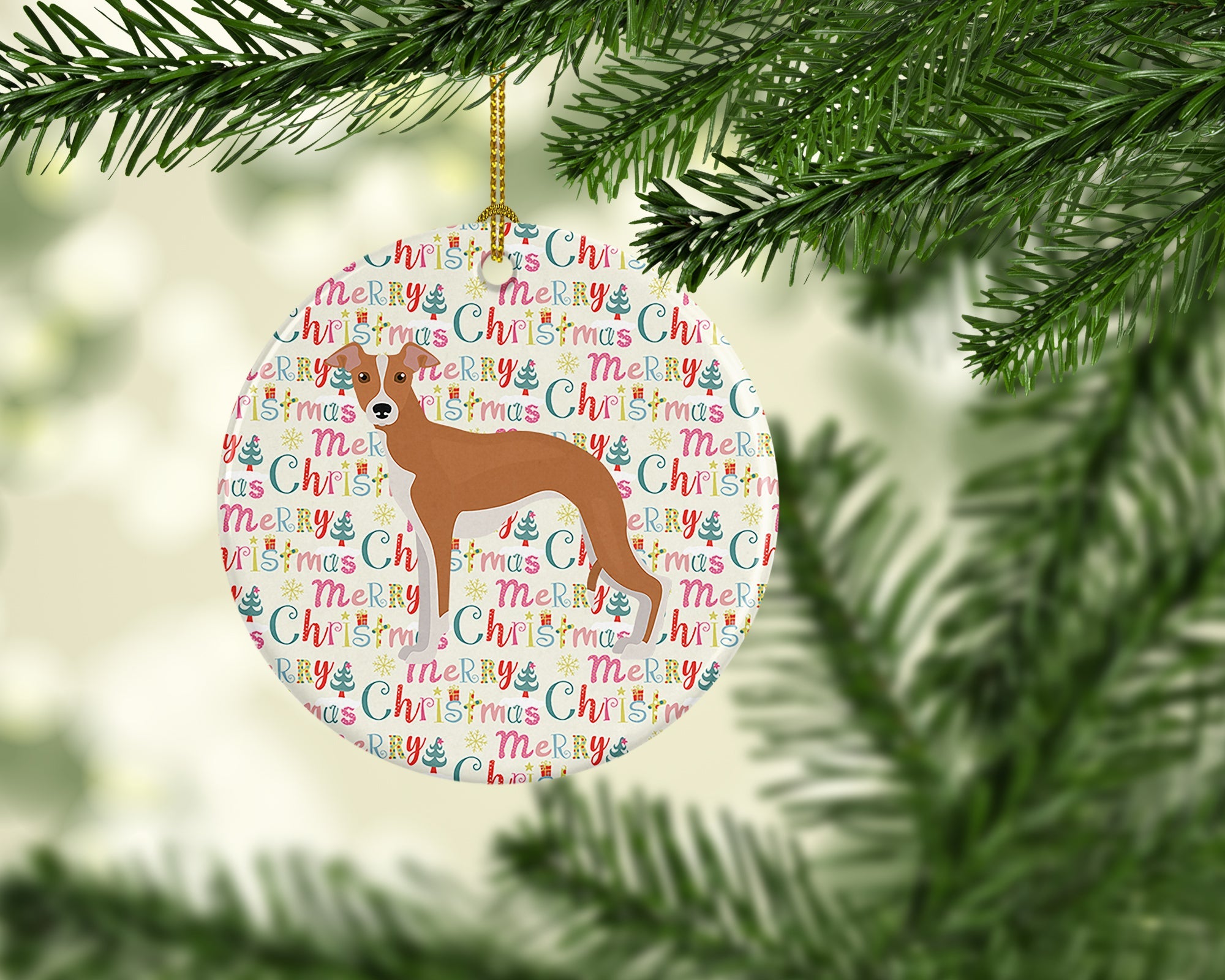 Italian Greyhound #2 Merry Christmas Ceramic Ornament